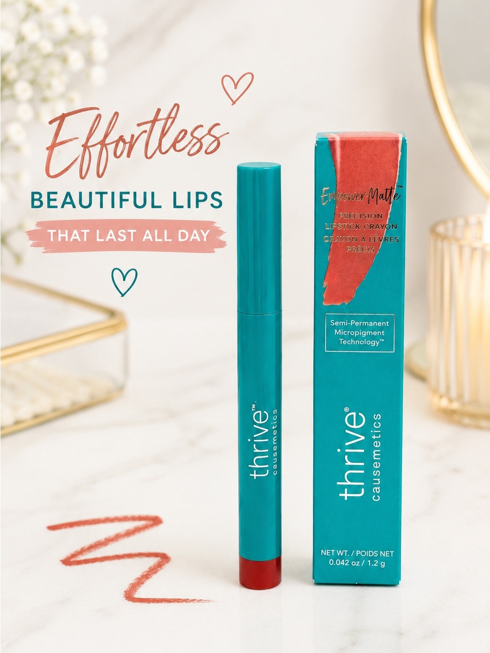 Thrive Causemetics EmpowerMatte Precision Lipstick Crayon Rachel NIB